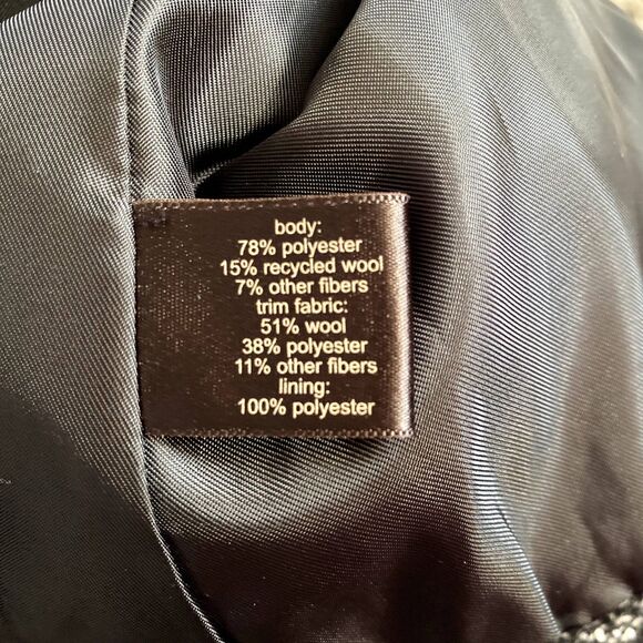 The Limited Tweed‎ Recycled Wool Blend Coat Gray Black Peplum Size Large - Picture 6 of 6